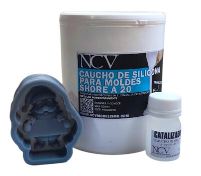 KIT: Caucho De Silicona Translucido Shore A 20 -un Kilo- + Matriz Papá Noel